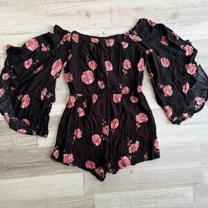 Tobi Floral Off The Shoulder Romper Size Small